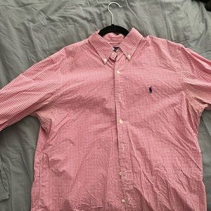 Large Red and white checker Polo Dress Shirt